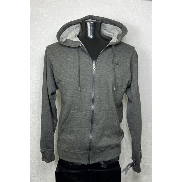 Champion Powerblend Mens Zip Front Hoodie Sweatshirt Active Gray Size Medium NEW - Picture 1 of 11
